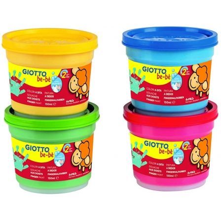 GIOTTO Pack de 4 Botes de Pintura a Dedos Be-bè de 150 g